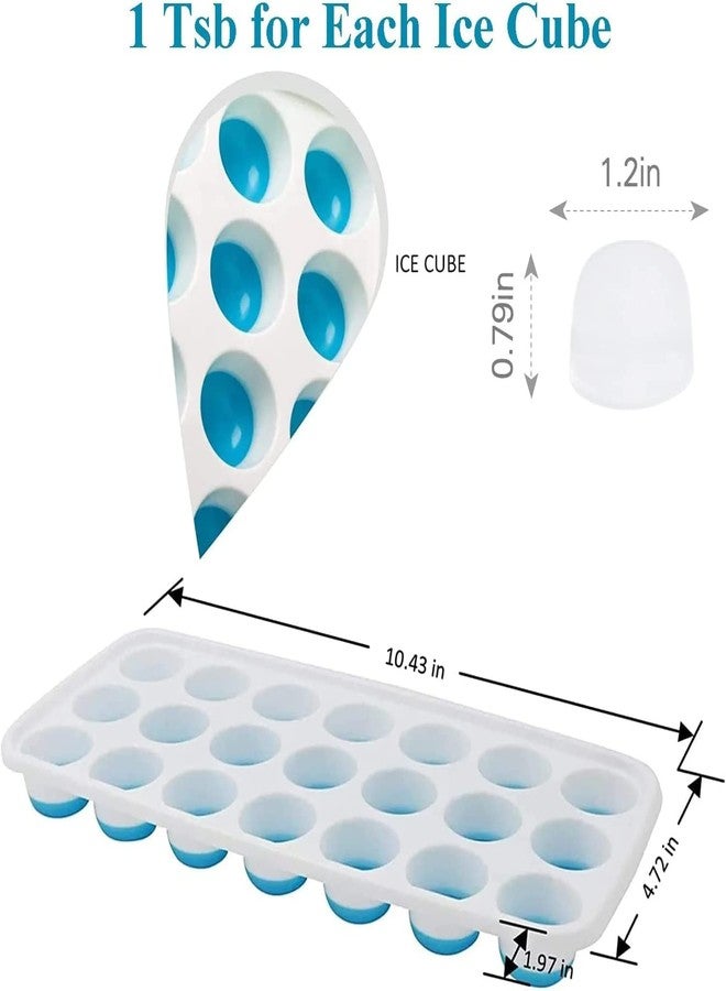 MARKWELL 2 pcs 21 Cavity Pop Up Ice Cube Trays for Freezer with Lid with Easy Release Flexible Silicone Bottom, Stackable, 100% BPA Free, Food Grade for Freezer, Cocktail (2 pcs), Blue & Green - Image 2